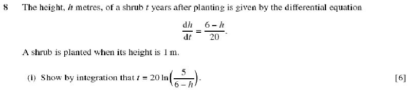 question: OCR GCE Maths 4724/01 q8(i)