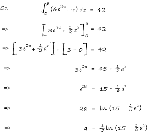 working to show a = 1/2 ln(15 - 1/6a^2)
