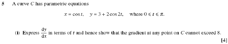 question: OCR GCE Maths 4724/01 q5(i)